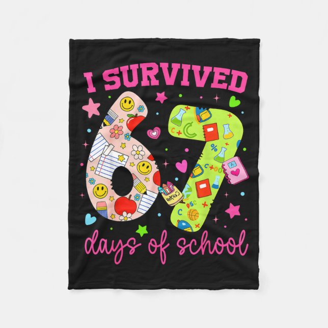 Couverture Polaire I Survived 67 Days Of School Funny Camouflage Boy  (Devant)