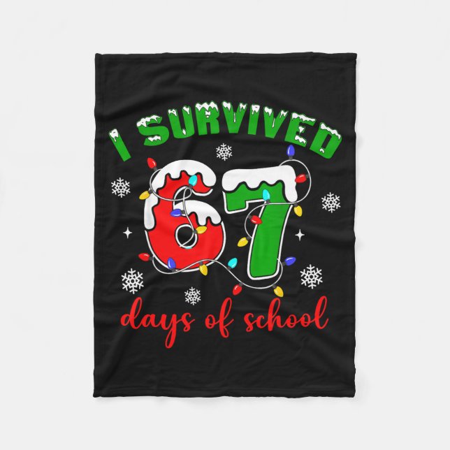 Couverture Polaire I Survived 67 Days Of School Funny Christmas Teach (Devant)