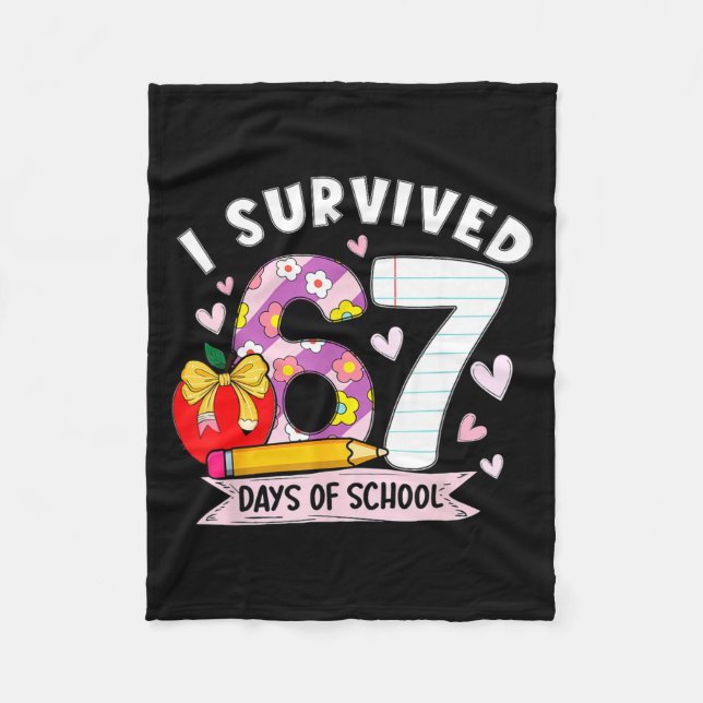 Couverture Polaire I Survived 67 Days Of School Funny Leopard Student (Devant)
