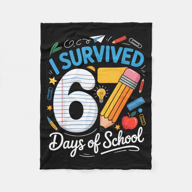 Couverture Polaire I Survived 67 Days Of School Funny Meme Teacher St (Devant)