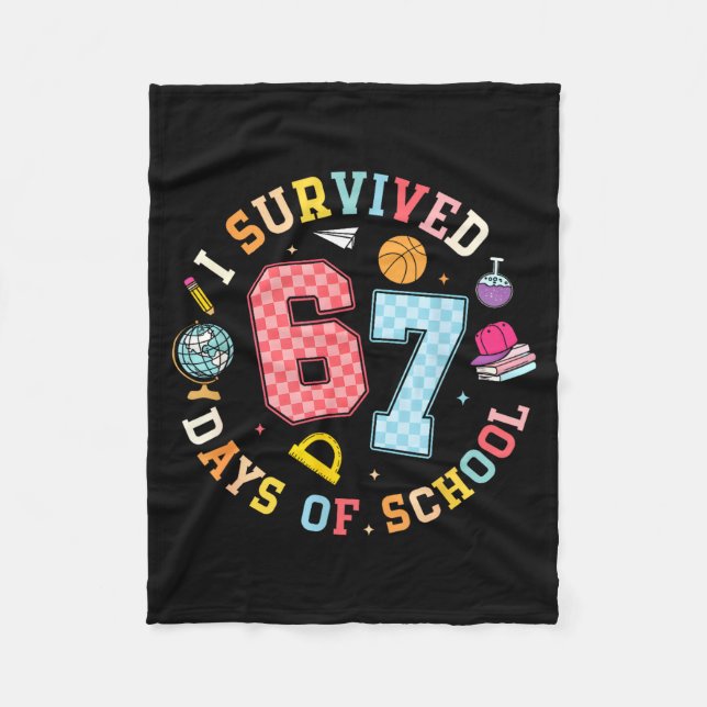 Couverture Polaire I Survived 67 Days Of School Funny Meme Teacher St (Devant)