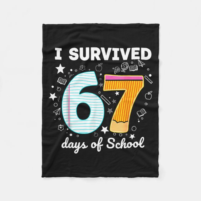 Couverture Polaire I Survived 67 Days Of School Funny Meme Teacher St (Devant)