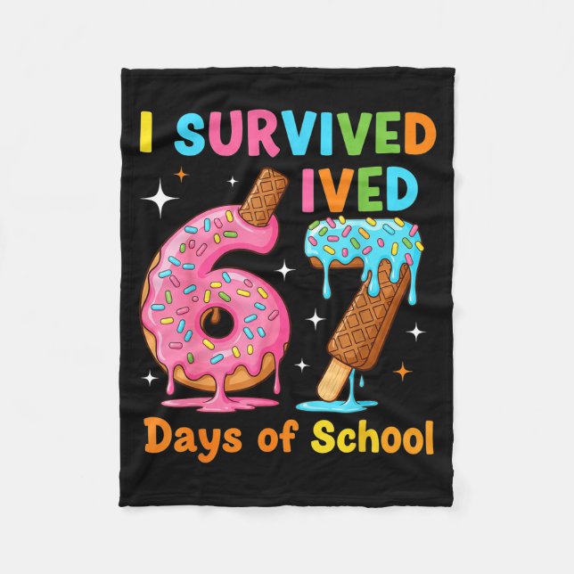 Couverture Polaire I Survived 67 Days Of School Funny Meme Teacher St (Devant)