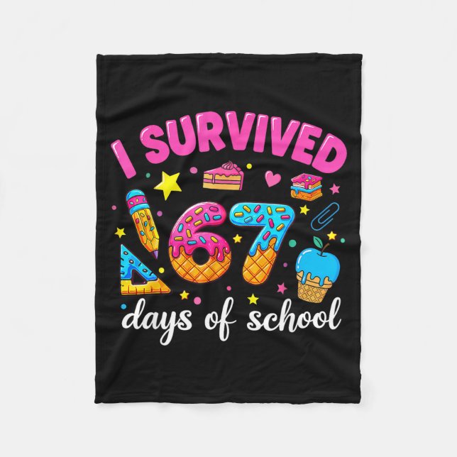 Couverture Polaire I Survived 67 Days Of School Funny Meme Teacher St (Devant)