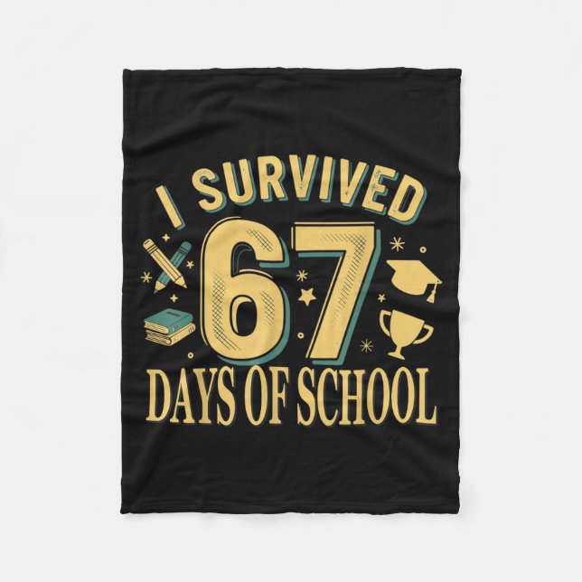 Couverture Polaire I Survived 67 Days Of School Funny Meme Teacher St (Devant)