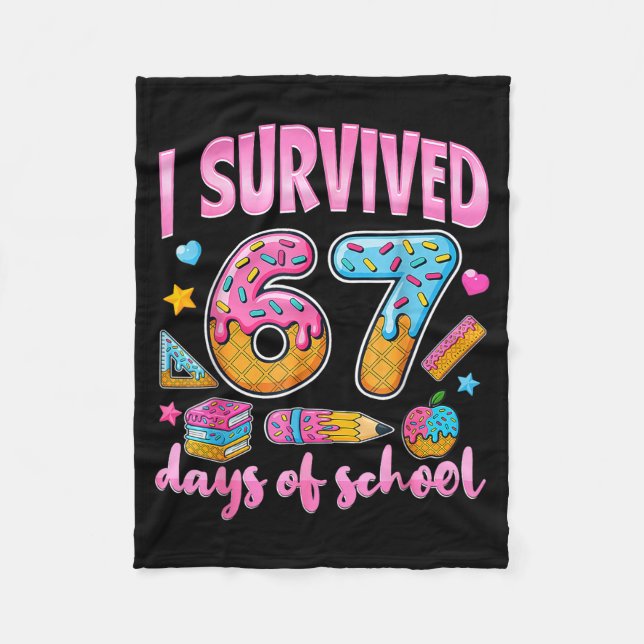 Couverture Polaire I Survived 67 Days Of School Funny Meme Teacher St (Devant)