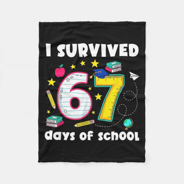 Couverture Polaire I Survived 67 Days Of School Funny Meme Teacher St (Devant)