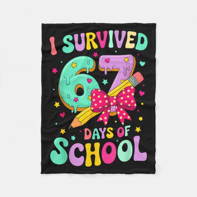 Couverture Polaire I Survived 67 Days Of School Funny Meme Teacher St (Devant)
