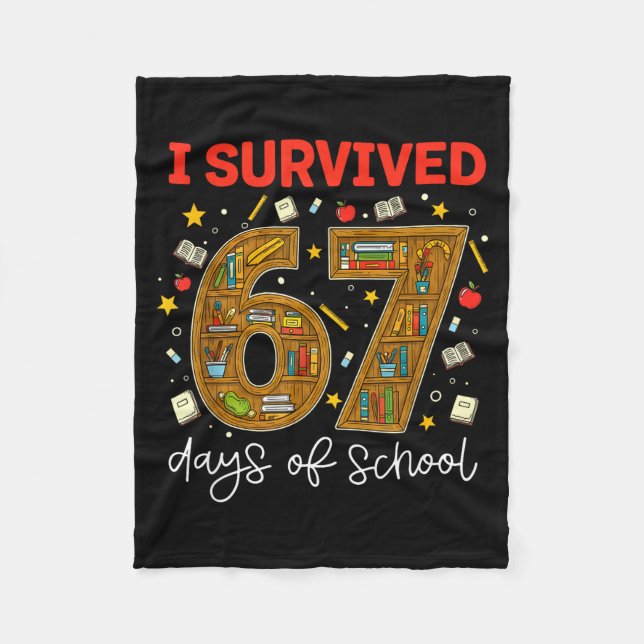 Couverture Polaire I Survived 67 Days Of School Funny Meme Teacher St (Devant)