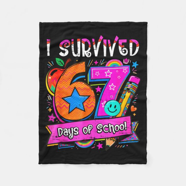 Couverture Polaire I Survived 67 Days Of School Teacher Student Six S (Devant)