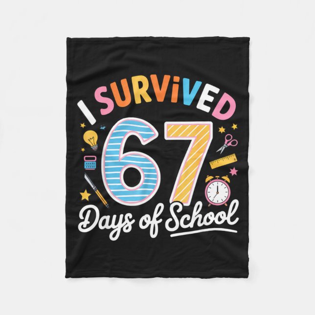 Couverture Polaire I Survived 67 Days School Funny Six Seven Meme Tea (Devant)