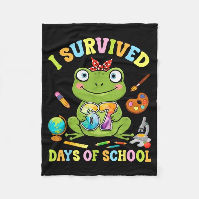 Couverture Polaire I Survived Six Seven Days Of School Cute Frog Stud (Devant)