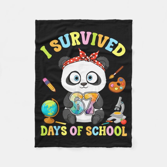 Couverture Polaire I Survived Six Seven Days Of School Cute Panda Stu (Devant)