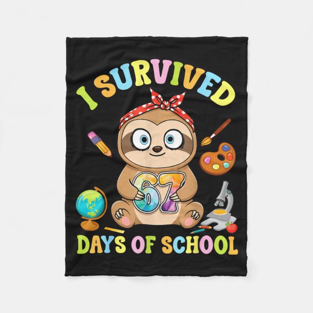 Couverture Polaire I Survived Six Seven Days Of School Cute Sloth Stu (Devant)