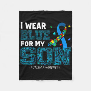 Couverture Polaire I Wear Blue For My Son Autism Awareness Maman Papa