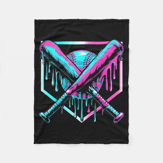 Couverture Polaire Ice Cream Baseball Drip Home Plate Bats Cool For B (Devant)