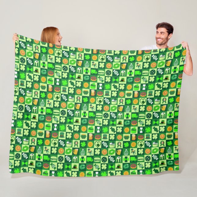 Couverture Polaire Icônes de la Saint-Patrick Motif sans couture (En situation)