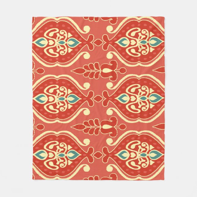 Couverture Polaire Ikat artisanal : Tissu Boho Ethnique (Devant)