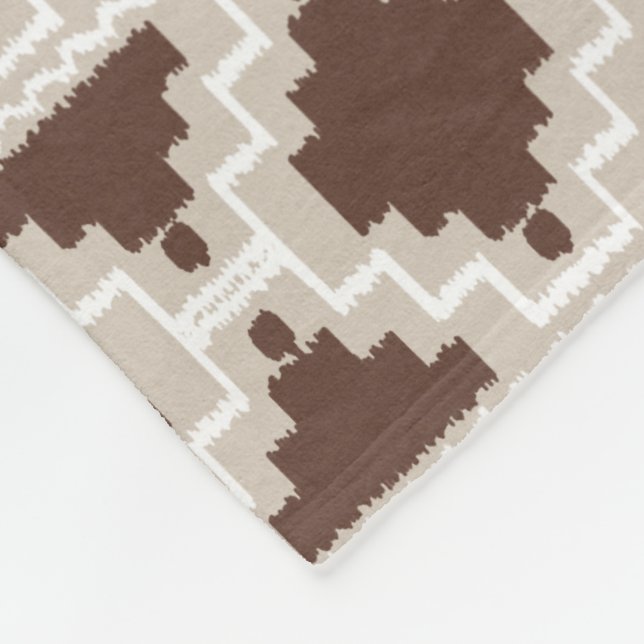 Couverture Polaire Ikat Aztec Tribal - Chocolat Brown et Taupe (Coin)