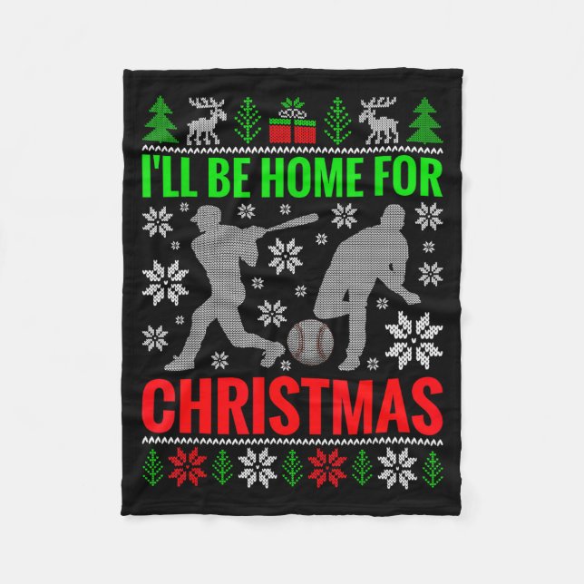 Couverture Polaire I'll Be Home For Christmas Baseball Funny Xmas  (Devant)