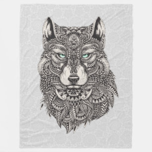 Couverture Polaire Illustration Abstraite détaillée de la tête de lou