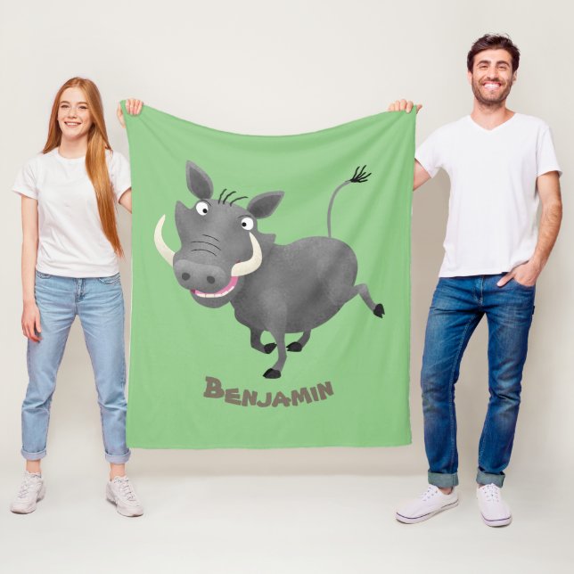 Couverture Polaire Illustration amusante d'un cochon de phacochère af (En situation)