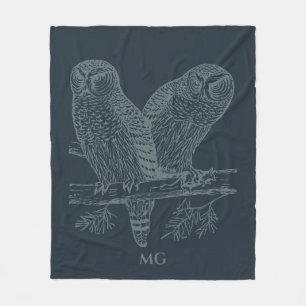Couverture Polaire Illustration Chouettes de nuit