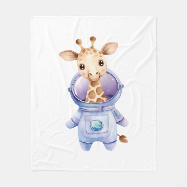 Couverture Polaire Illustration classique de l'astronaute Giraffe (Devant)