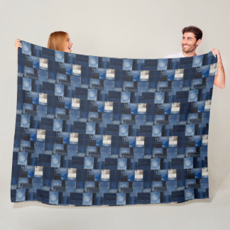 Couverture Polaire Illustration d'art en tissu de Dénim de Patchwork