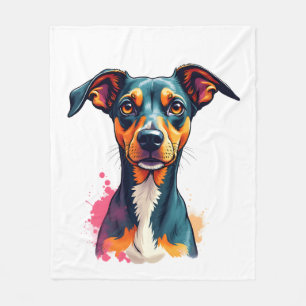 Couverture Polaire Illustration d'art pop de portrait de chien coloré