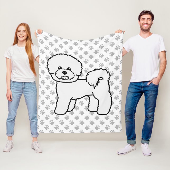 Couverture Polaire Illustration de Bichon Frise Cute Cartoon Dog (En situation)