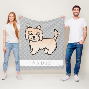 Couverture Polaire Illustration de chien Cairn Terrier crème avec nom