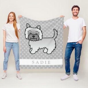 Couverture Polaire Illustration de chien Terrier Cairn Gris avec nom 