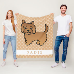Couverture Polaire Illustration de chien Terrier Cairn rouge & nom pe
