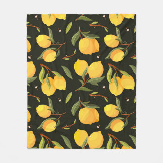 Couverture Polaire Illustration de citron : Motif peint à la main san