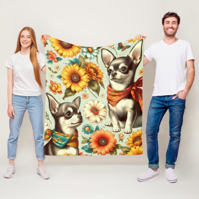 Couverture Polaire Illustration de Cute Retro Chihuahua (En situation)