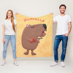 Couverture Polaire Illustration de dessin animé de capybara ukulele