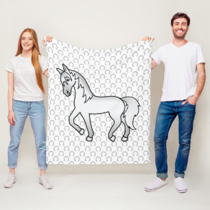 Couverture Polaire Illustration de dessin animé mignon de cheval trot
