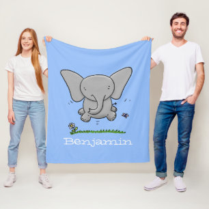 Couverture Polaire Illustration de dessin mignon bleu éléphant bébé