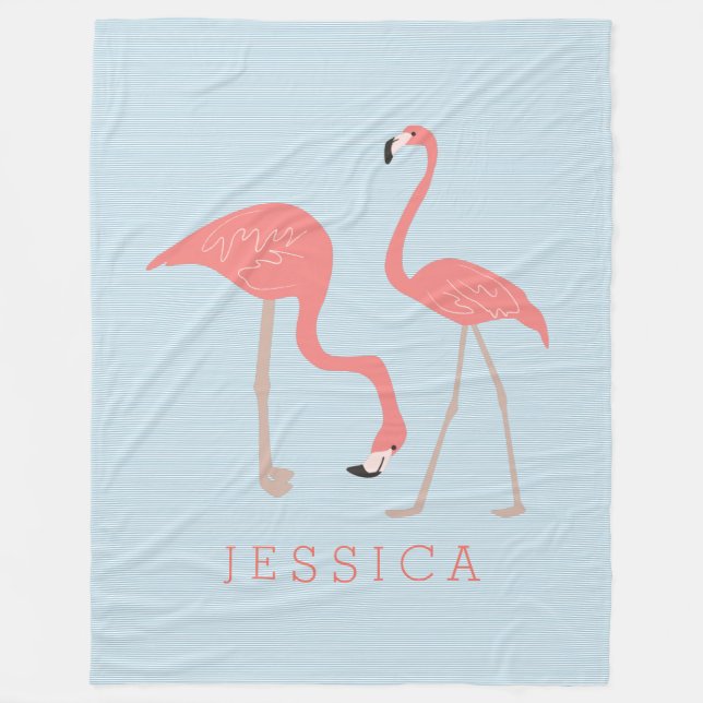 Couverture Polaire Illustration de Flamants roses roses mignons (Devant)