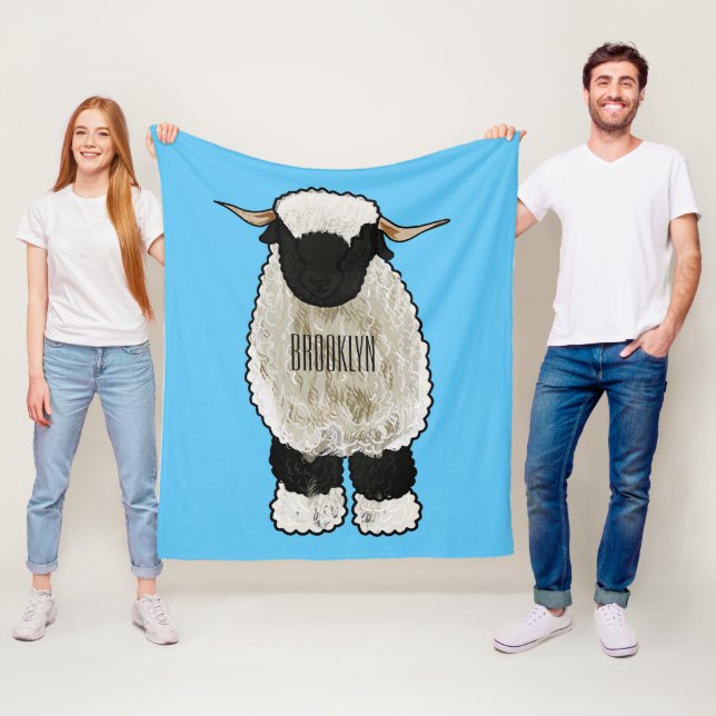 Couverture Polaire Illustration de la caricature de mouton Valais Bla (En situation)