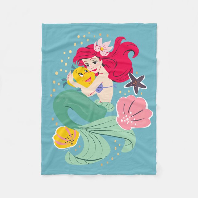 Couverture Polaire Illustration de la princesse Ariel (Devant)