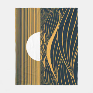 Couverture Polaire Illustration de lune de soleil stylisée, mer sombr
