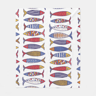 Couverture Polaire Illustration de poissons mignons : fond sans coutu