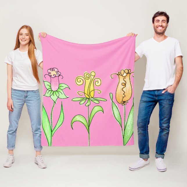 Couverture Polaire Illustration des fleurs de printemps Pastel (En situation)