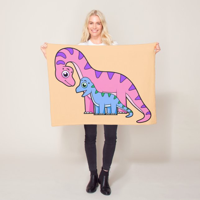 Couverture Polaire Illustration D'Un Brachiosaurus Mère Et Enfant. (En situation)