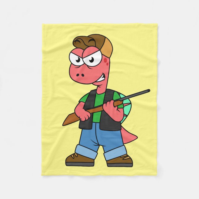 Couverture Polaire Illustration D'Un Chasseur De Spinosaure Avec Arme (Devant)