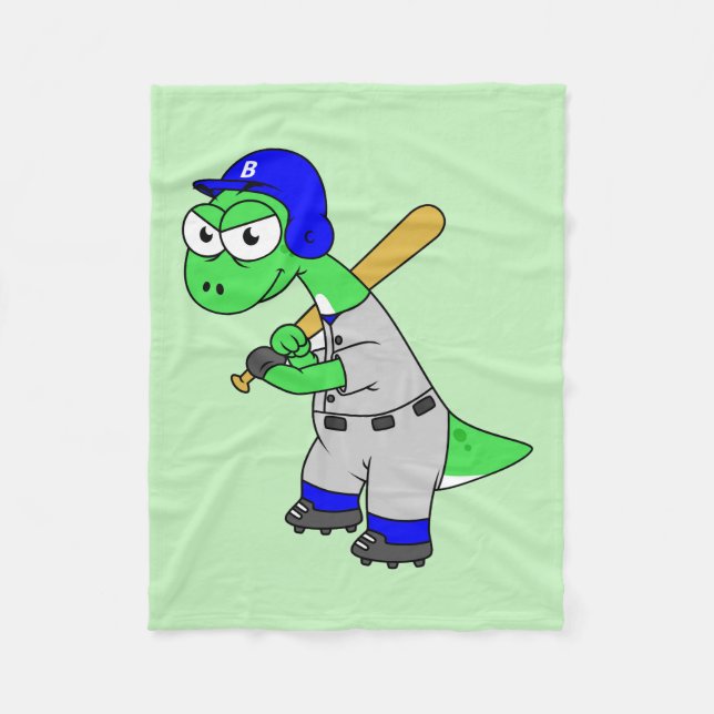 Couverture Polaire Illustration D'Un Joueur De Baseball Brontosaurus. (Devant)