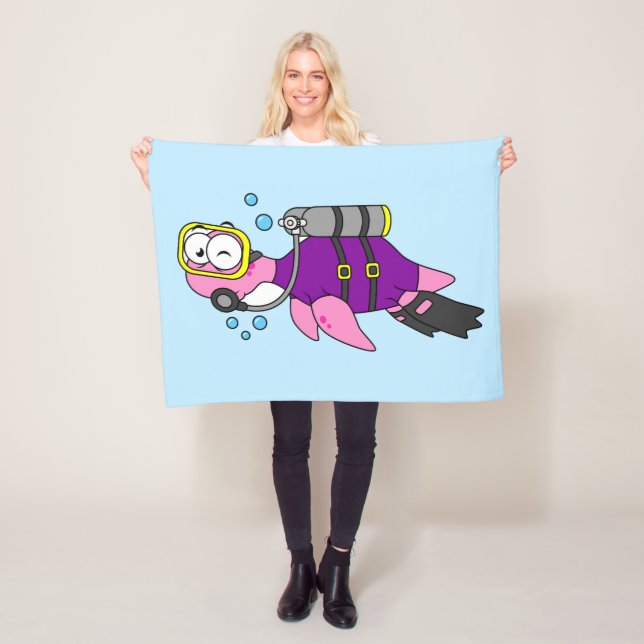 Couverture Polaire Illustration D'Un Loch Ness Monster Scuba Diver. (En situation)