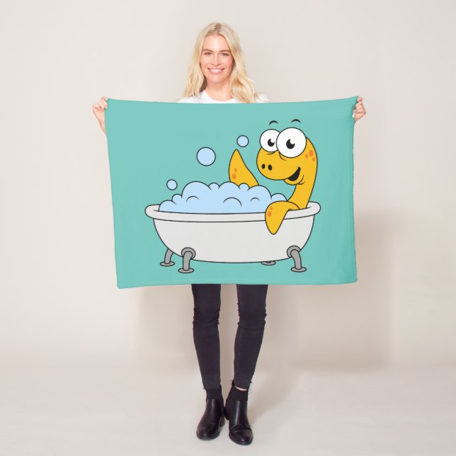 Couverture Polaire Illustration D'Un Monstre De Loch Ness De Bain. (En situation)